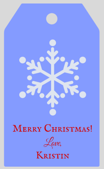 Mimi Paper Holiday Large Gift Tag Personalized - Blue Tag Snowflake