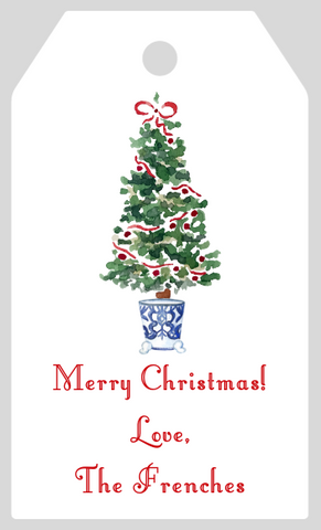 Mimi Paper Holiday Large Gift Tag Personalized - Chinoiserie Christmas Tree