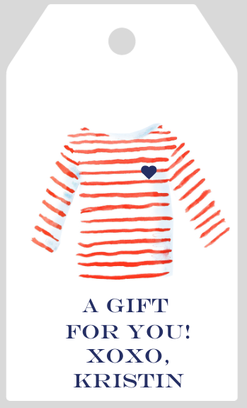 Mimi Paper Large Gift Tag Personalized - Breton Stripe Shirt