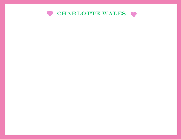 Mimi Paper Flat Note Personalized - Name with Hearts