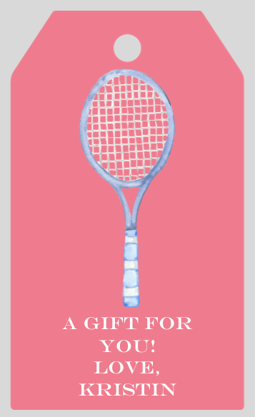 Mimi Paper Large Gift Tag Personalized - Tennis Multiple Color Optionss