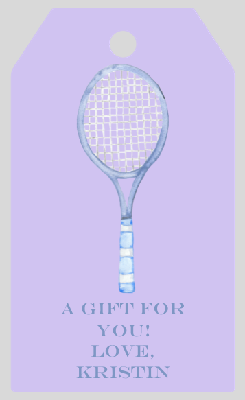 Mimi Paper Large Gift Tag Personalized - Tennis Multiple Color Optionss