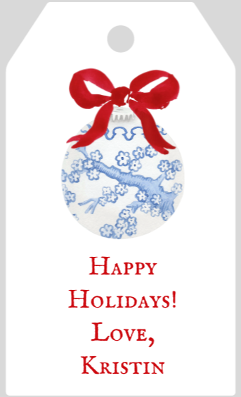 Mimi Paper Holiday Large Gift Tag Personalized - Chinoiserie Ornament 1