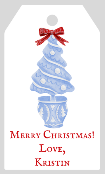 Mimi Paper Holiday Large Gift Tag Personalized - Blue Christmas Tree