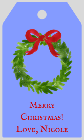 Mimi Paper Holiday Large Gift Tag Personalized - Christmas Wreath (mulitple color options)