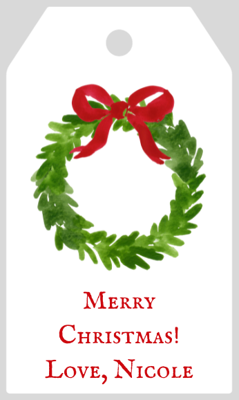 Mimi Paper Holiday Large Gift Tag Personalized - Christmas Wreath (mulitple color options)