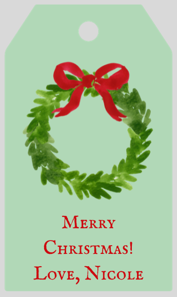 Mimi Paper Holiday Large Gift Tag Personalized - Christmas Wreath (mulitple color options)