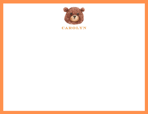 Mimi Paper Flat Note Personalized - Bear