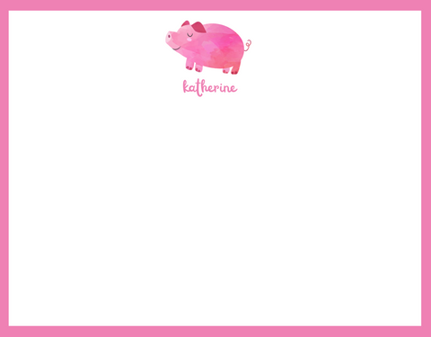 Mimi Paper Flat Note Personalized - Pink PIg