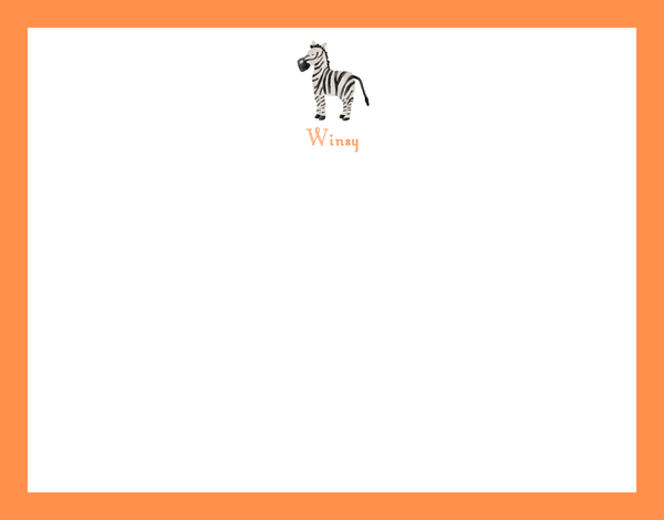 Mimi Paper Flat Note Personalized - Zebra