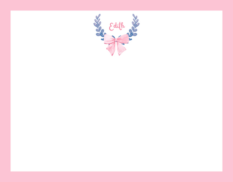 Mimi Paper Flat Note Personalized - Floral Wreath