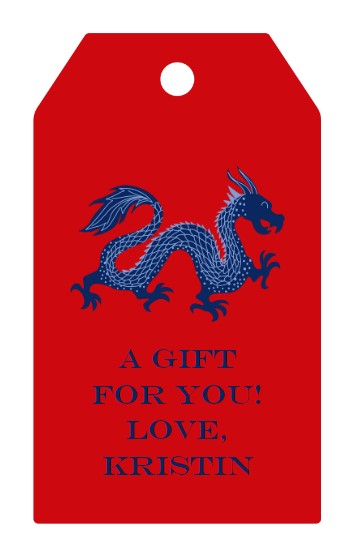 Mimi Paper Large Gift Tag Personalized - Red Tag Blue Dragon