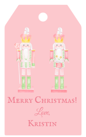 Mimi Paper Holiday Large Gift Tag Personalized - Pink Nutcrackers
