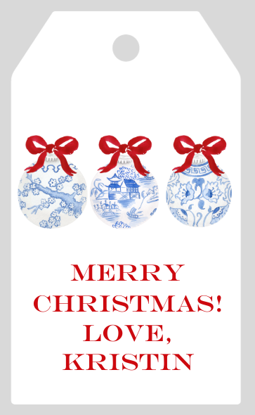 Mimi Paper Holiday Large Gift Tag Personalized - Triple Ornaments