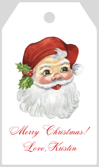Mimi Paper Holiday Large Gift Tag Personalized - Holly Santa