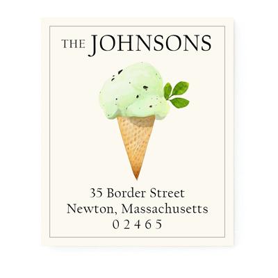 Return Address Label - Ice Cream Cone Chocolate Chip Mint