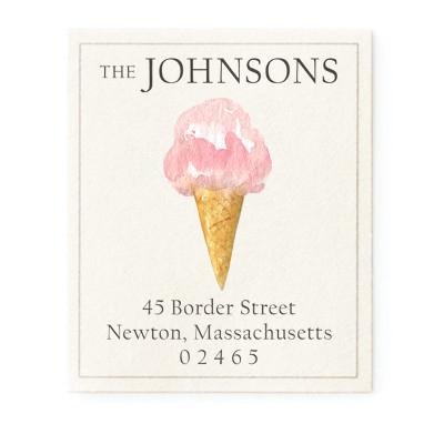 Return Address Label - Ice Cream Cone Strawberry