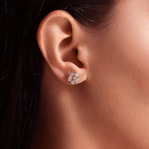 E/R Mother of Pearl Floral Stud