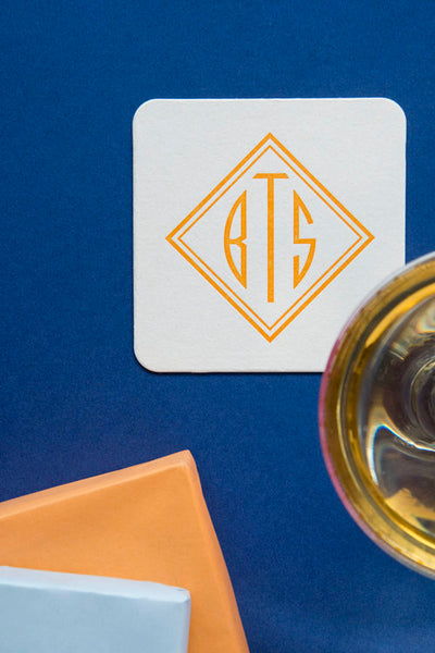 Letterpress Coaster - M94 Diamond Monogram