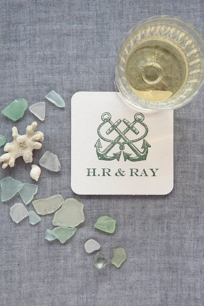 Letterpress Coaster - Double Anchor