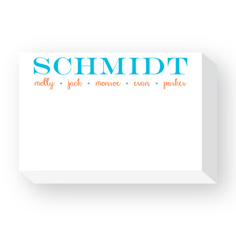 Notepad - Big and Bold  With Family Names