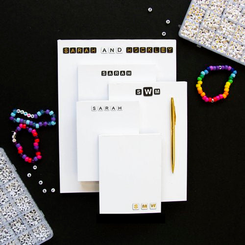 Notepad Letter Beads Gold on Black