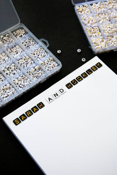Notepad Letter Beads Gold on Black