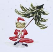 Lucite Holder with Notes - Holiday Frog with Christmas Tree