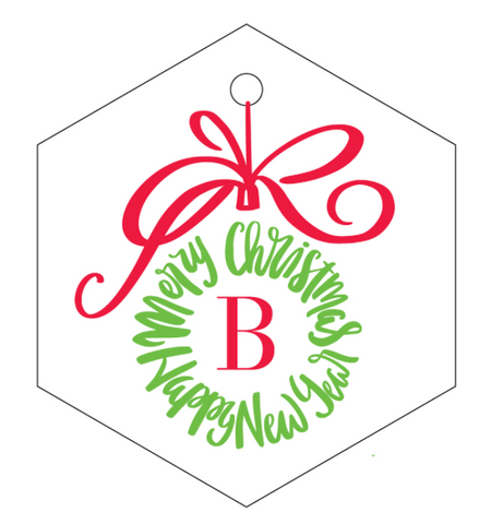 Letterpress Tag Holiday- T281 Ornament with Bow
