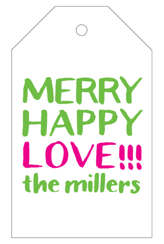 Letterpress Tag Holiday- T262 Merry Happy