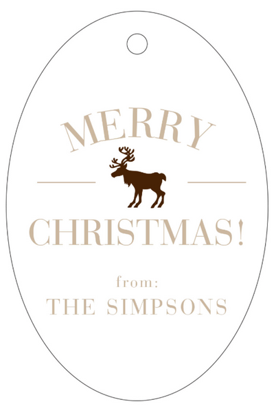 Letterpress Tag Holiday- T43 Merry Christmas Moose