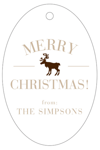 Letterpress Tag Holiday- T43 Merry Christmas Moose