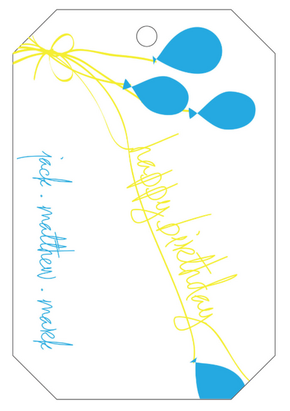 Letterpress Tag - T46 Happy Birthday Balloons