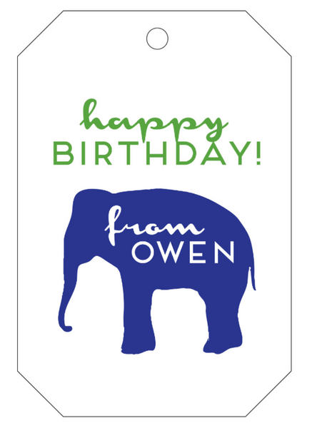 Letterpress Tag - T53 Elephant Birthday