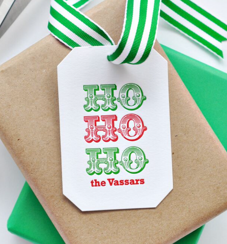 Letterpress Tag Holiday- T65 Ho Ho Ho