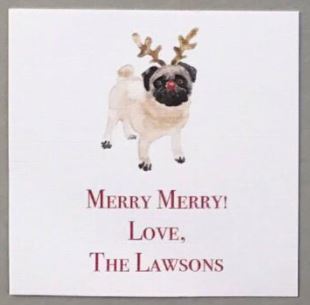 Lucite Holder with Notes - Holiday Pug