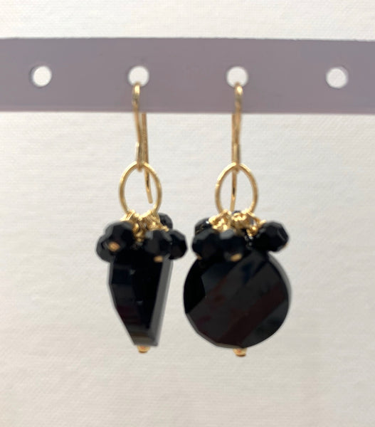 Swarovski Crystal Disk Dangle Earrings - Jet