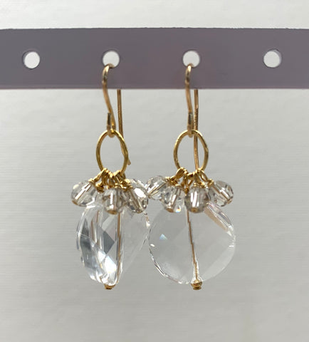 Swarovski Crystal Disk Dangle Earrings - Crystal