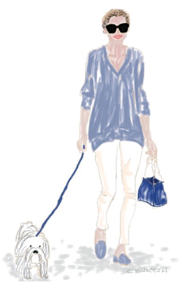 Lucite Holder with Notes - Lady Walking Dog