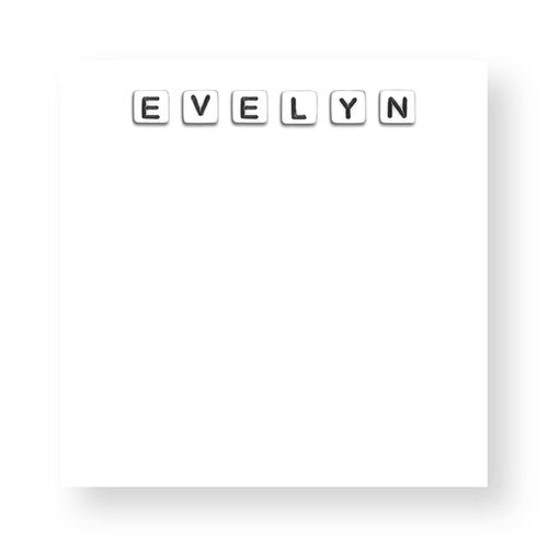 Notepad Letter Beads Black on White