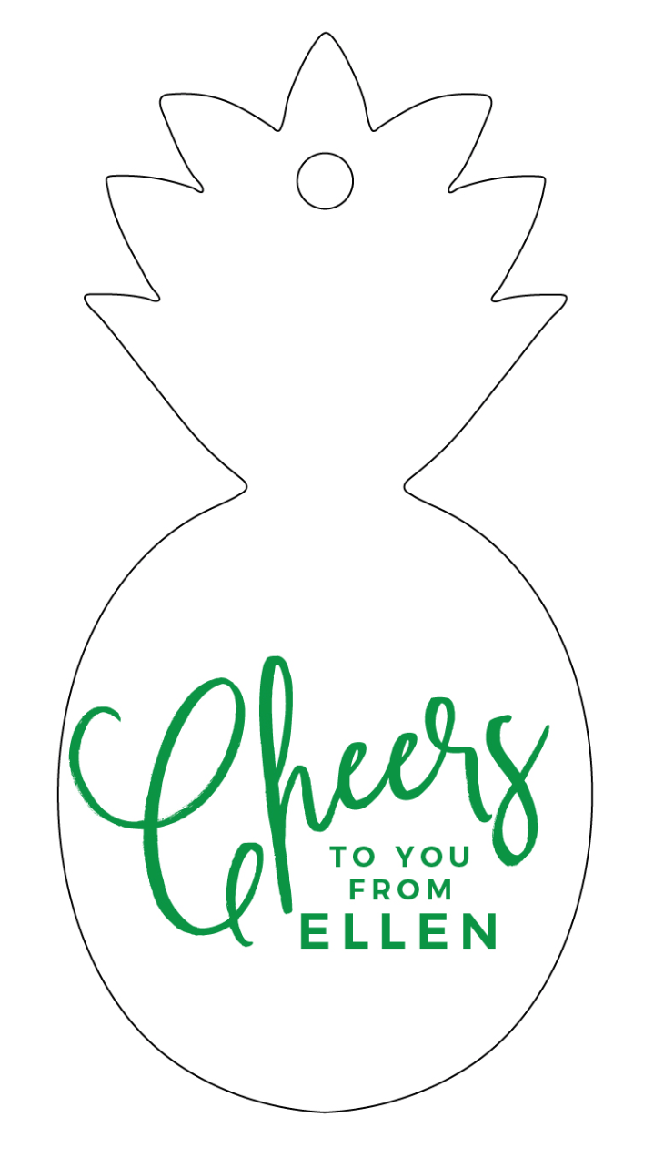 Letterpress Tag - T218 Pineapple Cheers