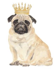 Lucite Holder with Notes - Pug with Crown