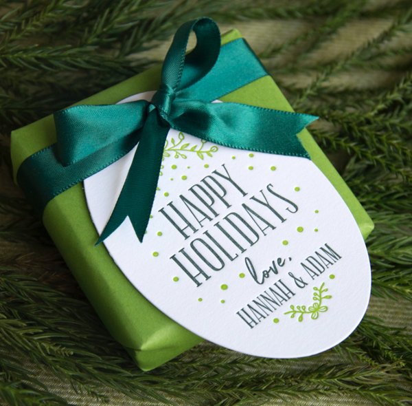 Letterpress Tag Holiday- T203 Happy Holidays