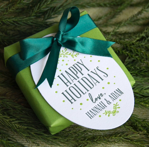 Letterpress Tag Holiday- T203 Happy Holidays