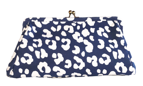 Dana Gibson Navy Cheetah Clutch
