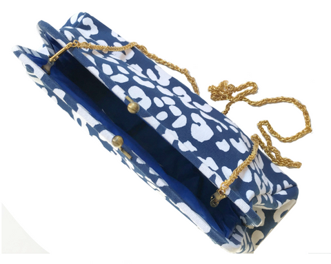 Dana Gibson Navy Cheetah Clutch