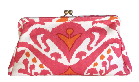 Dana Gibson Pink and Orange Ikat Clutch