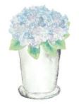 Lucite Holder with Notes - Mint Julep Cup with Hydrangeas