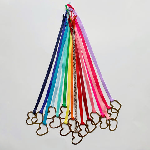 Gold Heart on Grosgrain Ribbon - Many Color Options