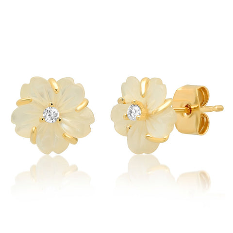 E/R Mother of Pearl Floral Stud